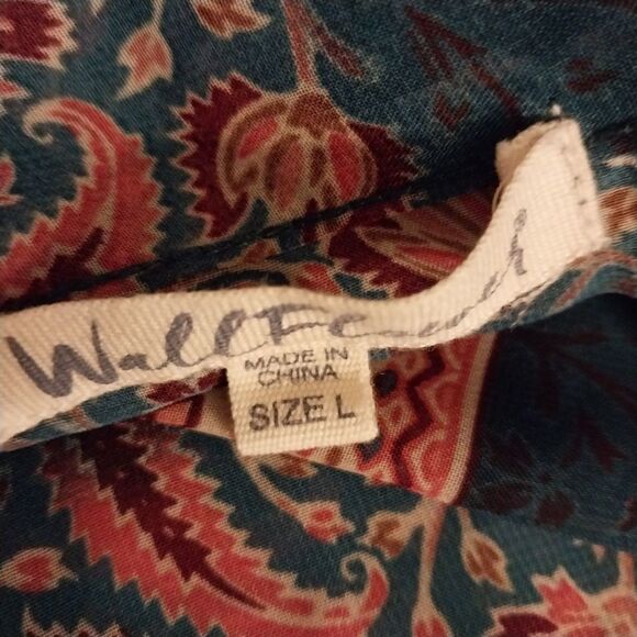 Wallflower Blue Floral Sheer Open Front Kimono Arm Holes Size Large - Picture 5 of 12